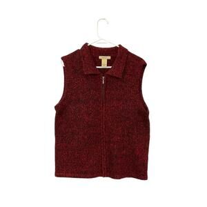 Bechamel Women's Red Collared Full Zip Sweater Vest Size Large
